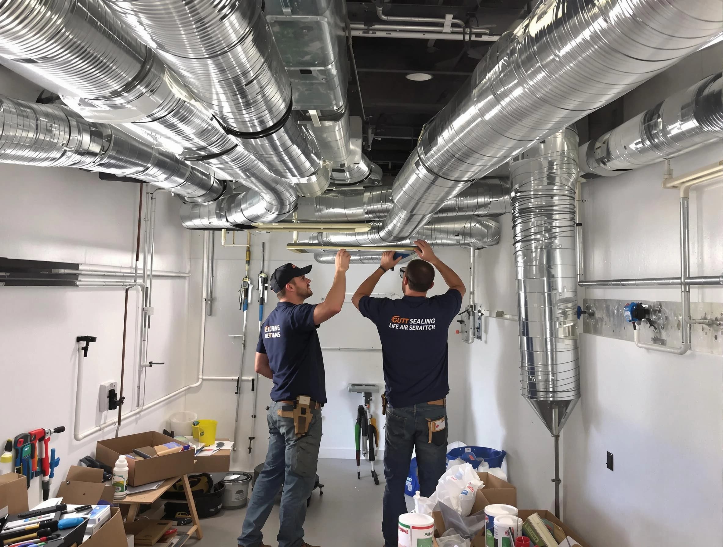 Albuquerque Air Duct Cleaning technician applying professional duct sealing solutions in Albuquerque