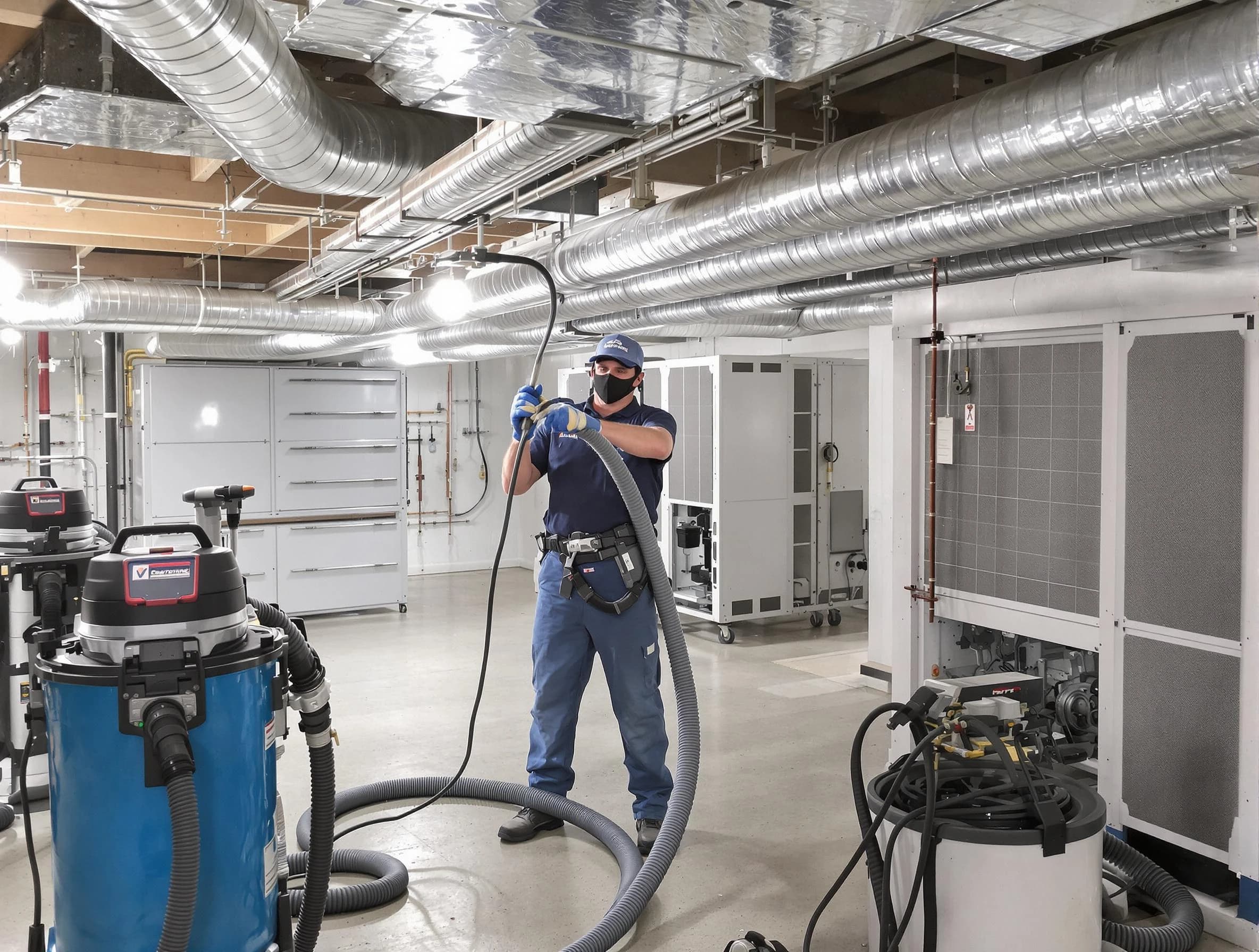 Albuquerque Air Duct Cleaning specialist performing thorough central air duct cleaning for improved system efficiency in Albuquerque