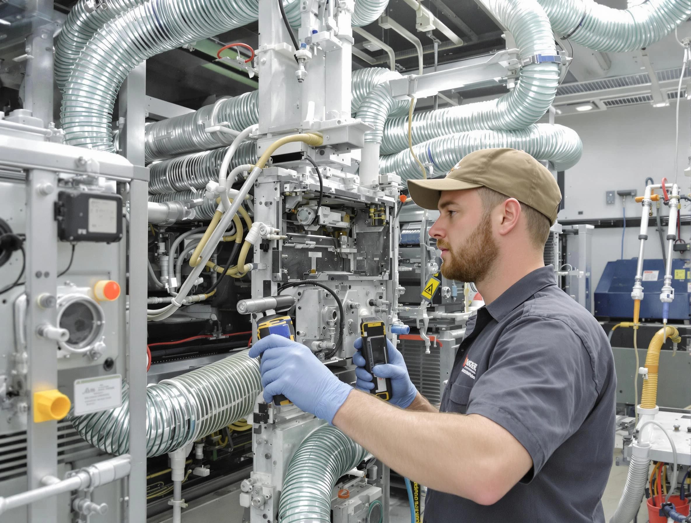 Albuquerque Air Duct Cleaning technician performing precision commercial coil cleaning at a business facility in Albuquerque