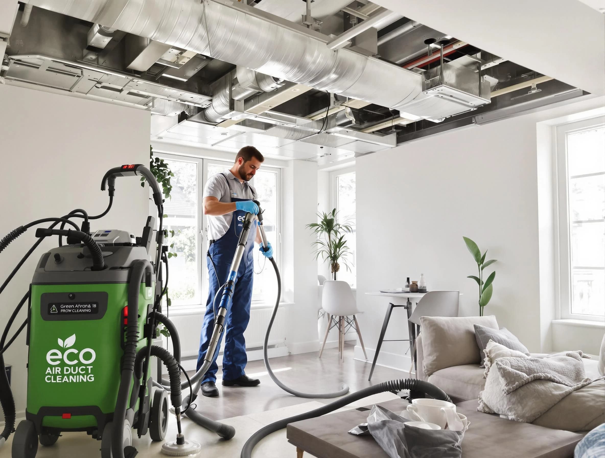 Albuquerque Air Duct Cleaning technician performing eco-friendly duct cleaning using sustainable methods in Albuquerque