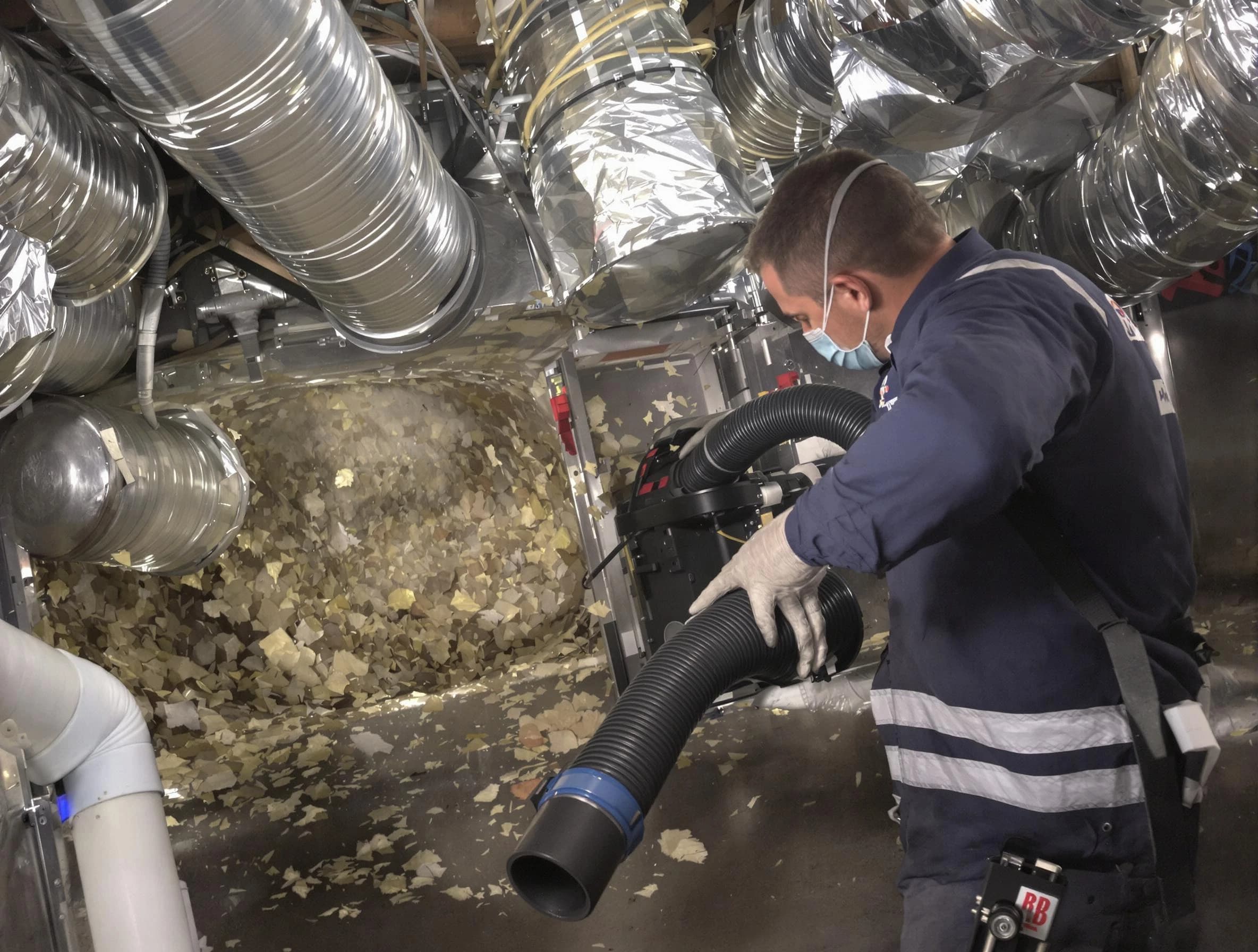 Albuquerque Air Duct Cleaning specialist operating negative pressure cleaning equipment for thorough duct maintenance in Albuquerque
