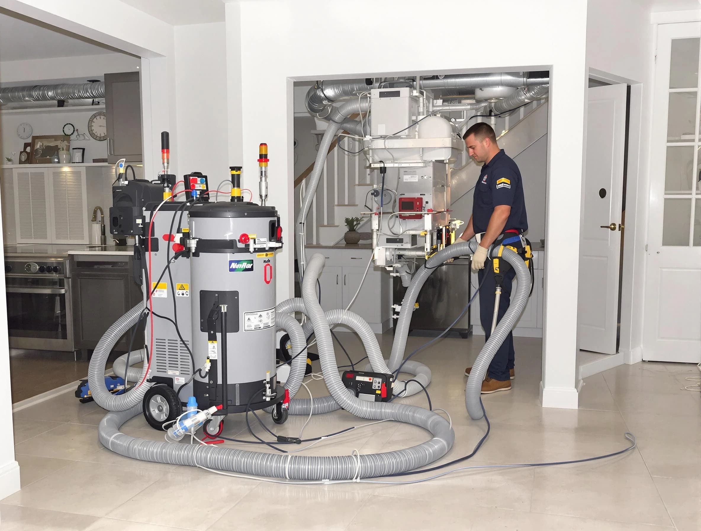 Albuquerque Air Duct Cleaning technician operating negative pressure cleaning equipment for thorough duct maintenance in Albuquerque