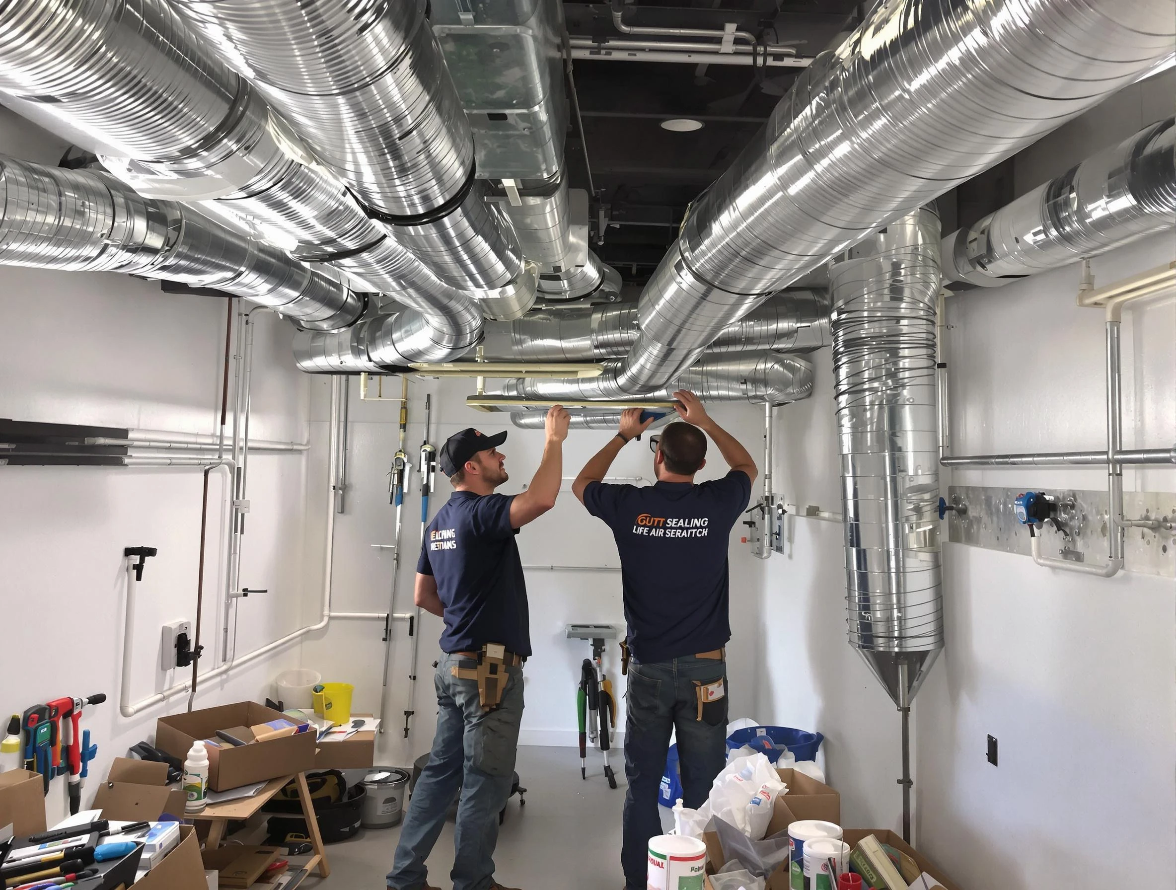 Albuquerque Air Duct Cleaning technician applying professional duct sealing solutions in Albuquerque